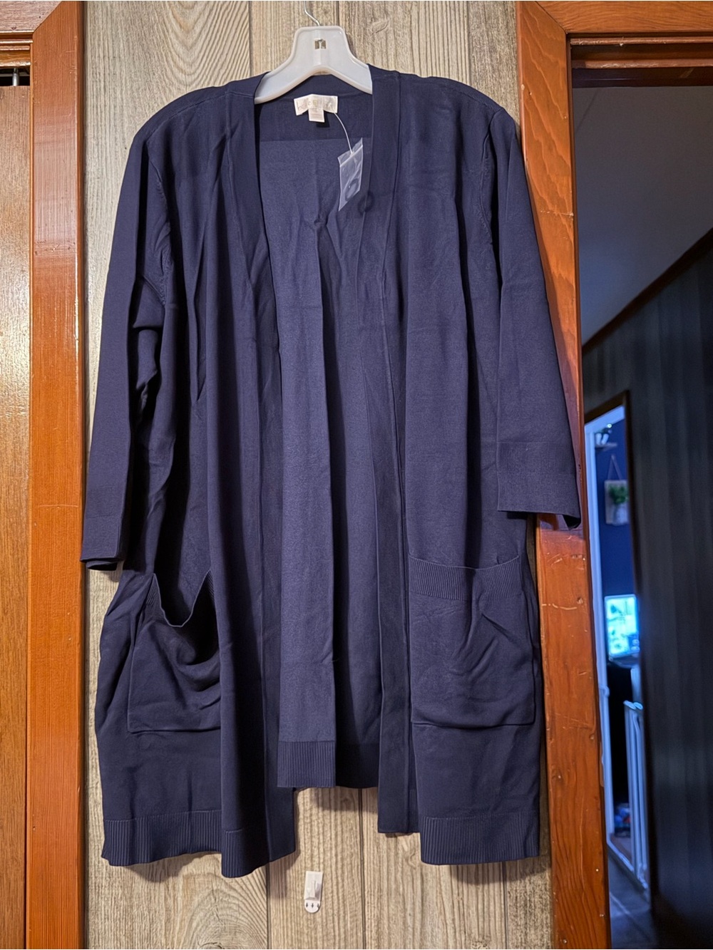 Women's Navy Open-Front Cardigan Jacket
